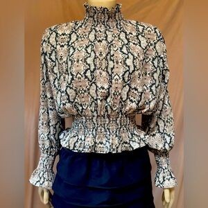 Women's Snake Print Ruffled Top